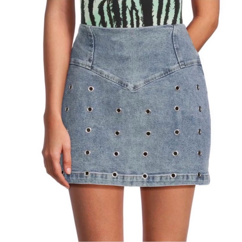 Avec Les Filles Blue Denim mini skirt, XS